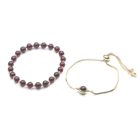 Exquisite 14k Gold-Plated Natural Wine Red Garnet Bracelet for Women with Unique Design