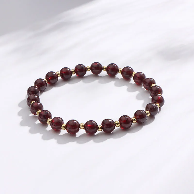 Exquisite 14k Gold-Plated Natural Wine Red Garnet Bracelet for Women with Unique Design