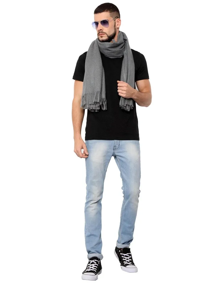 FabSeasons Solid Grey cashmere Scarf