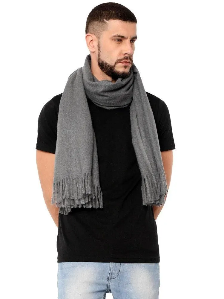 FabSeasons Solid Grey cashmere Scarf