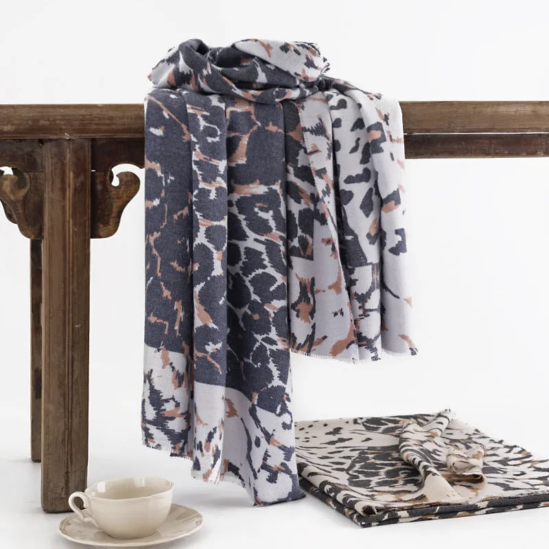 FH23-5398 leopard print printed winter scarf