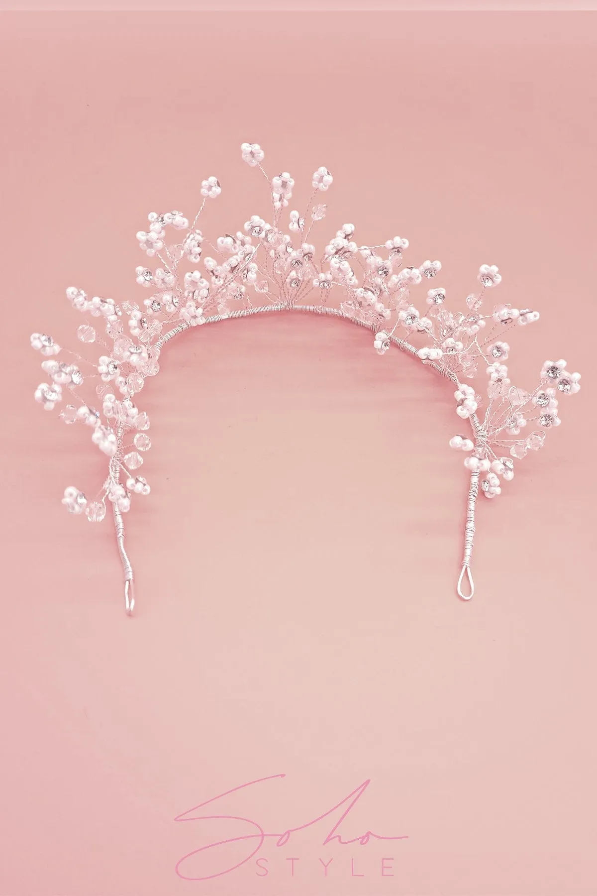 Floral Array Crystal Headband and Earring Set