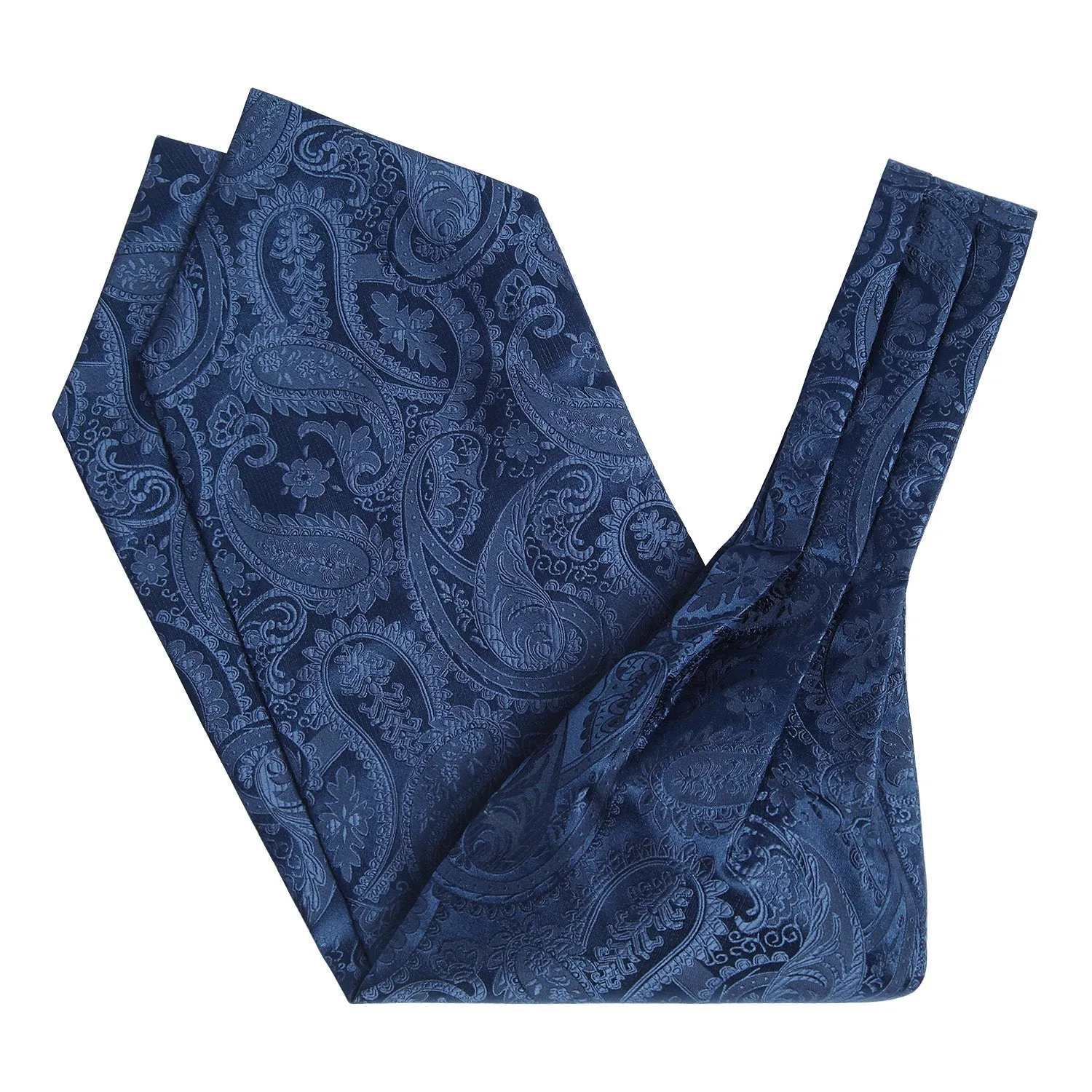 Floral Paisley Ascot Cravat Scarf - A-NAVY BLUE 01