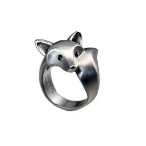 Fox Ring Satin Finish Sterling Silver