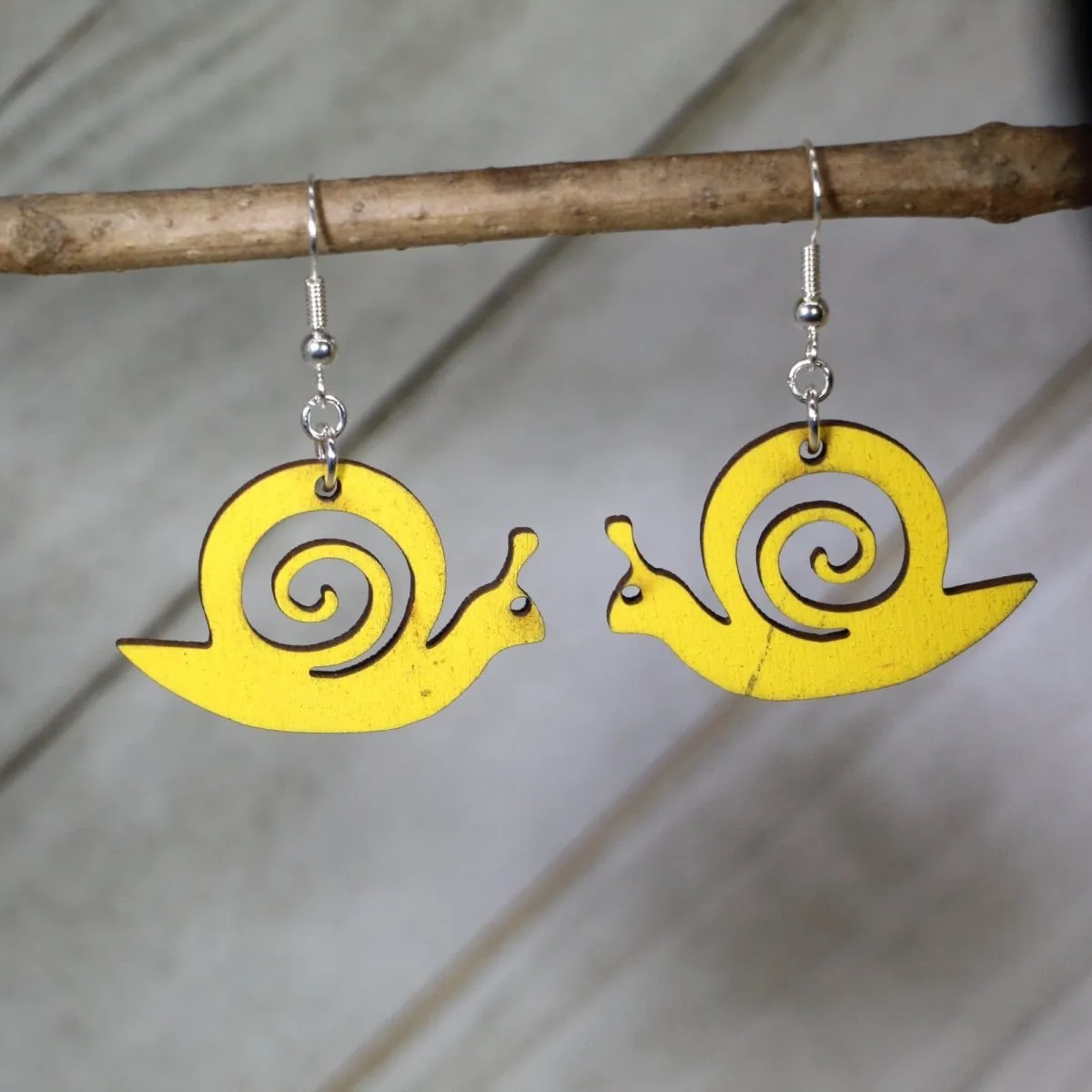 Garden Snail Wooden Dangle Earrings by Cate's Concepts, LLC