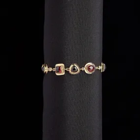 Garnet & Diamond Mosaic Bracelet 18K Gold