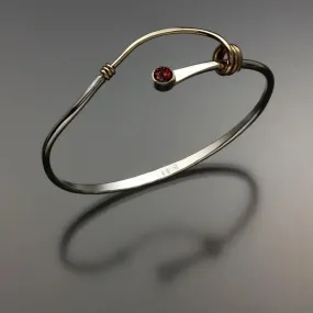 Garnet Bracelet BRA541GR Sterling Silver and 14K Gold by John Tzelepis Jewelry