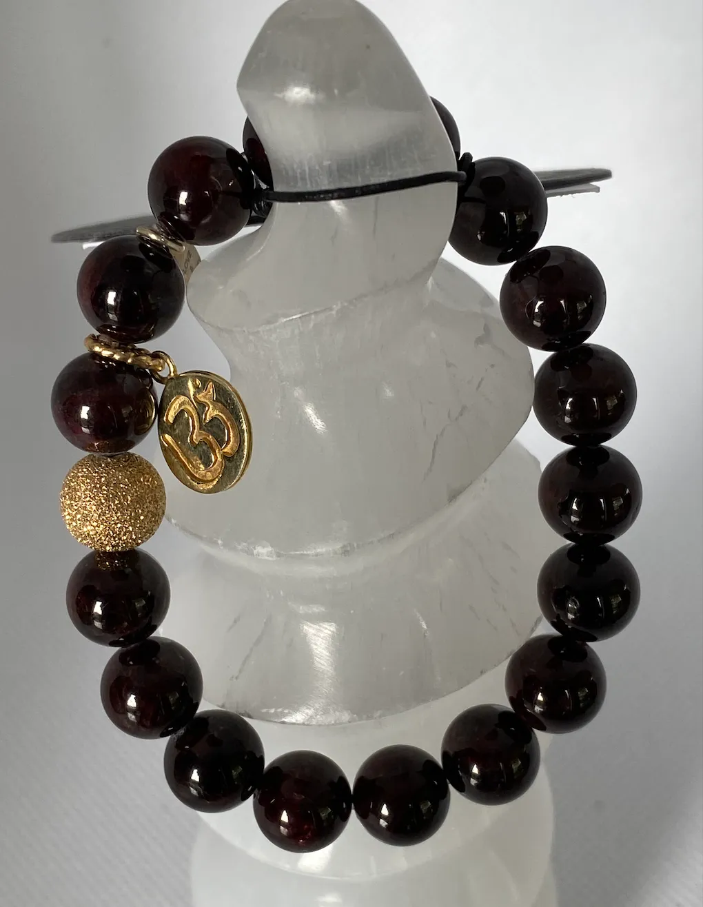 Garnet Bracelet with Om Charm