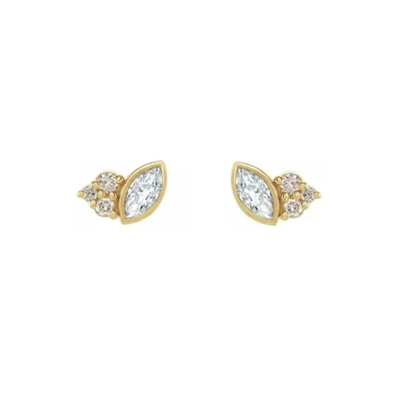 Gem & Diamond Marquise Stud Earrings (Gemstone color variety)