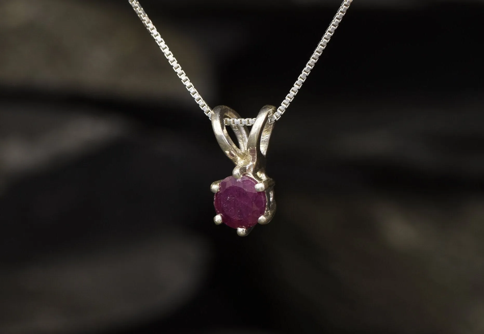 Genuine Ruby Pendant - Dainty Red Necklace - July Birthstone Necklace