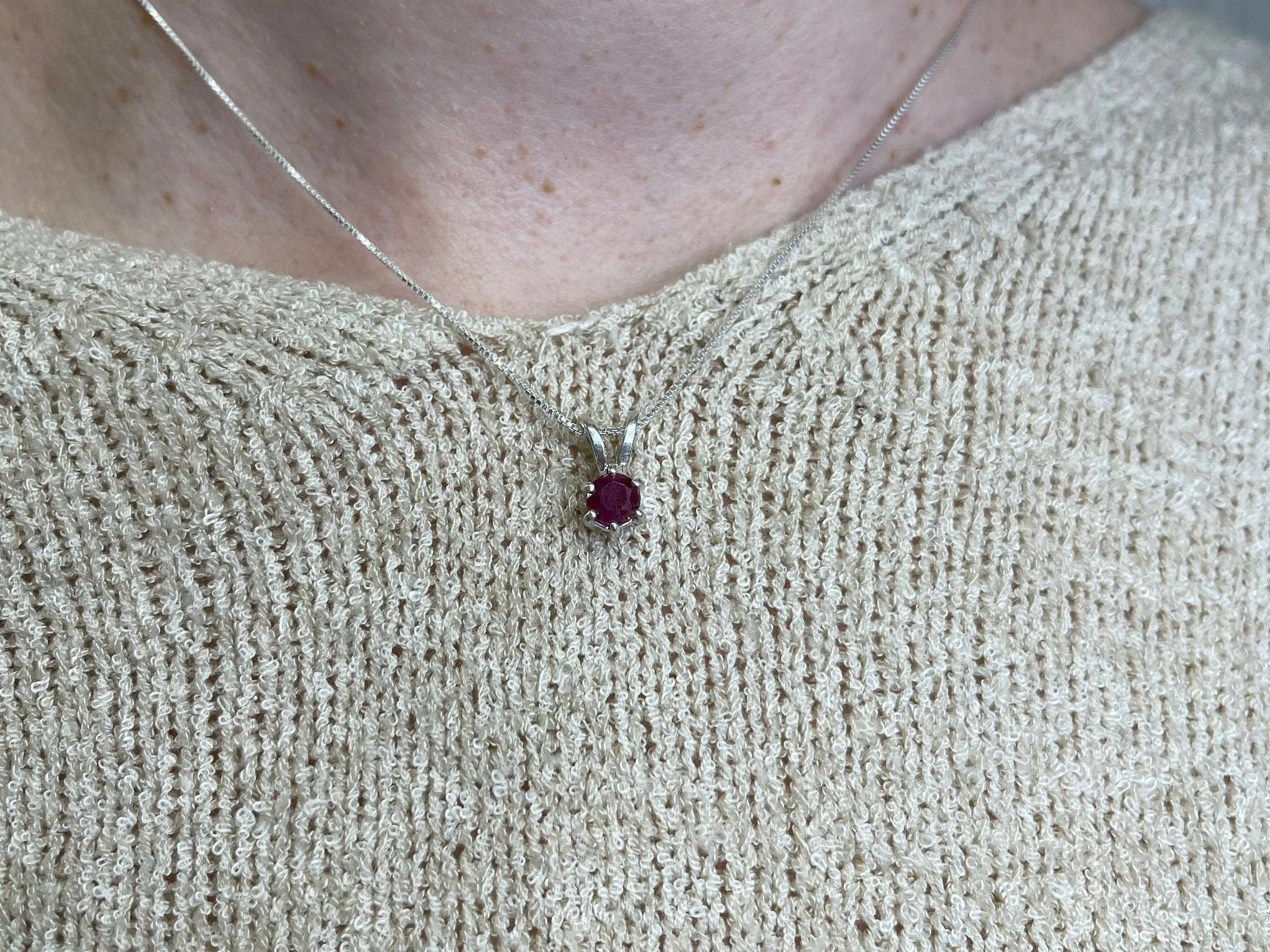 Genuine Ruby Pendant - Dainty Red Necklace - July Birthstone Necklace