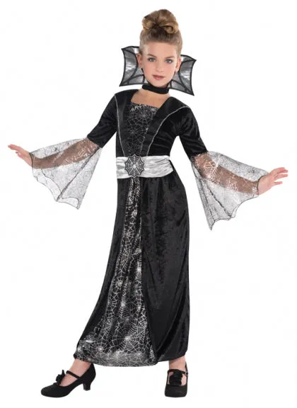 Girls Dark Countess Vampiress Halloween Vampire Fancy Dress Costume