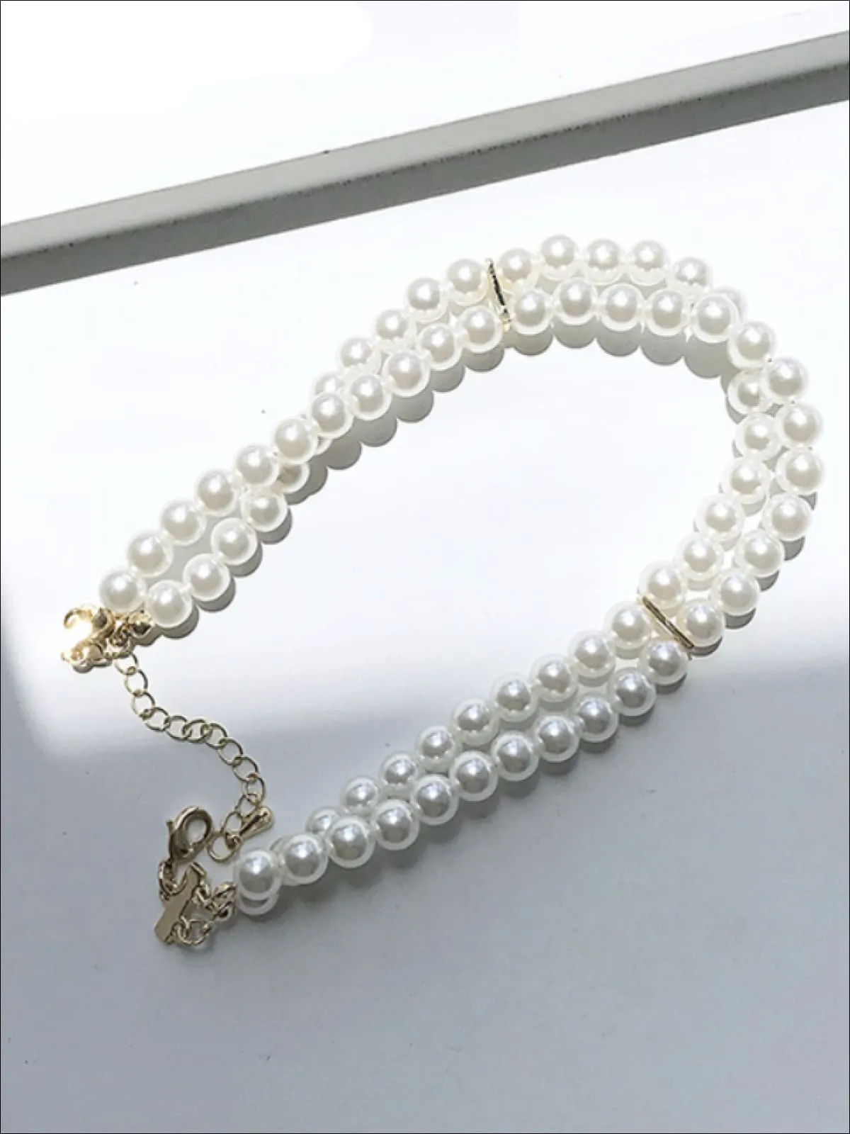 Girls White Layered Pearl Choker Necklace