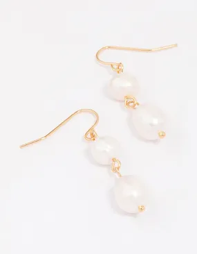 Gold Freshwater Pearl Drop Earrings