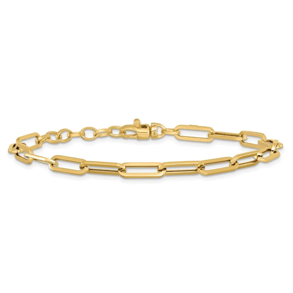 Gold Leslie's 14K 7.5 Inches Polished Paperclip Link with 1in ext Bracelet Model-LF1529-7.5