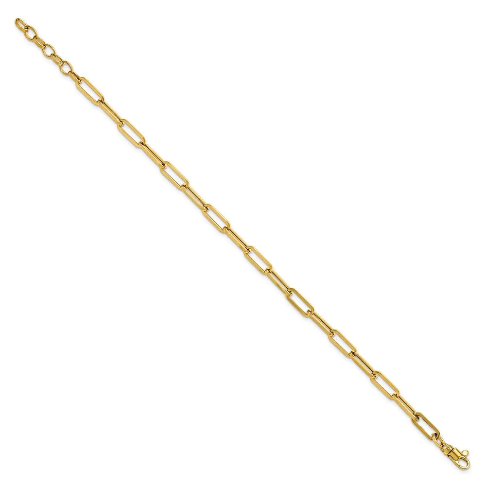 Gold Leslie's 14K 7.5 Inches Polished Paperclip Link with 1in ext Bracelet Model-LF1529-7.5