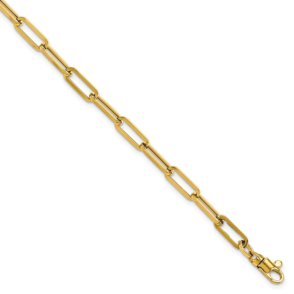 Gold Leslie's 14K 7.5 Inches Polished Paperclip Link with 1in ext Bracelet Model-LF1529-7.5