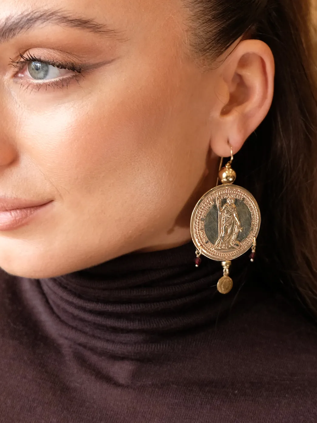 Gold Monster Gypsy Coin Earrings