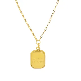 Golden Square Double Letter Pendant Choker Necklace - Women's Titanium-plated Clavicle Chain