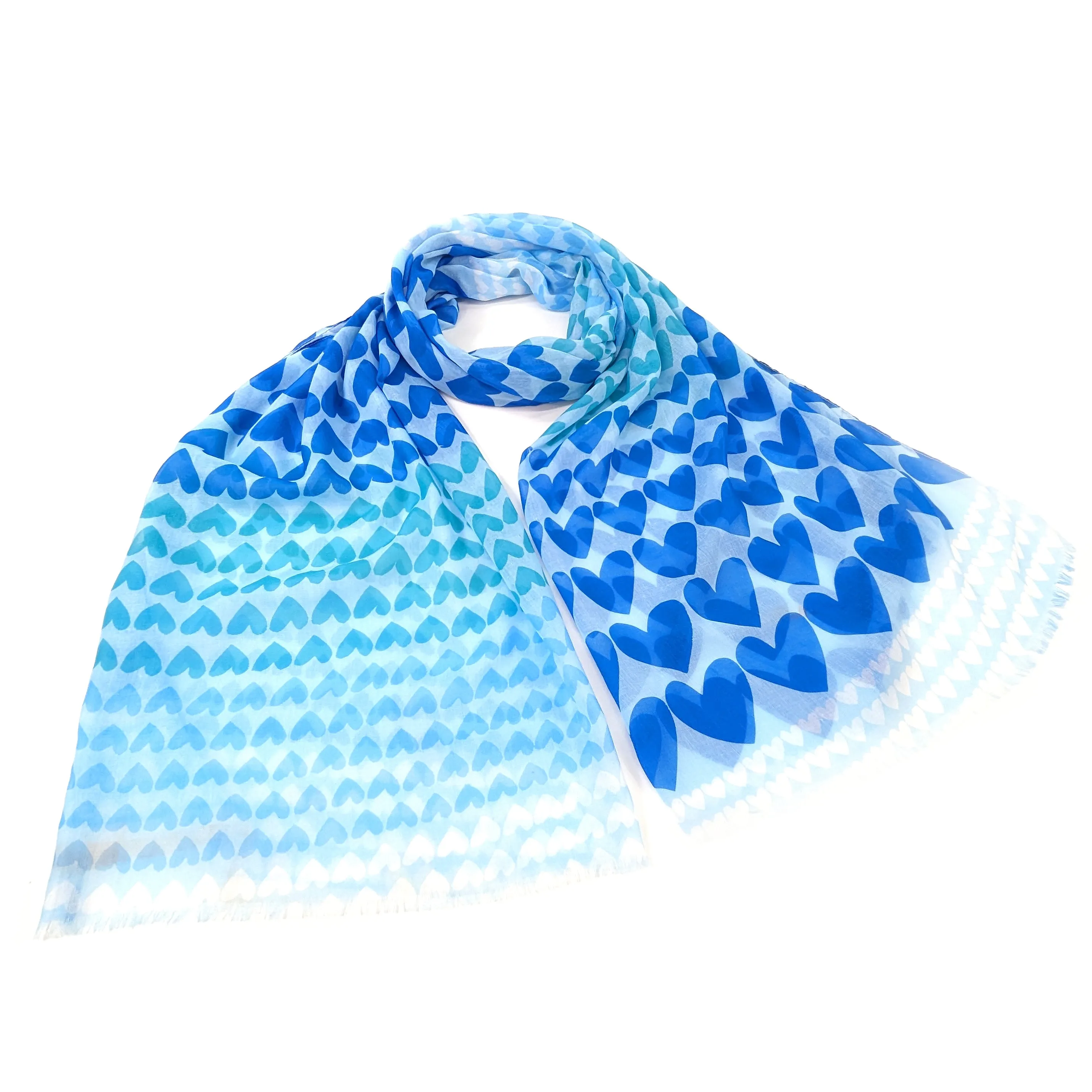 Gradient Heart Scarf - Ocean Blue (50x180cm)