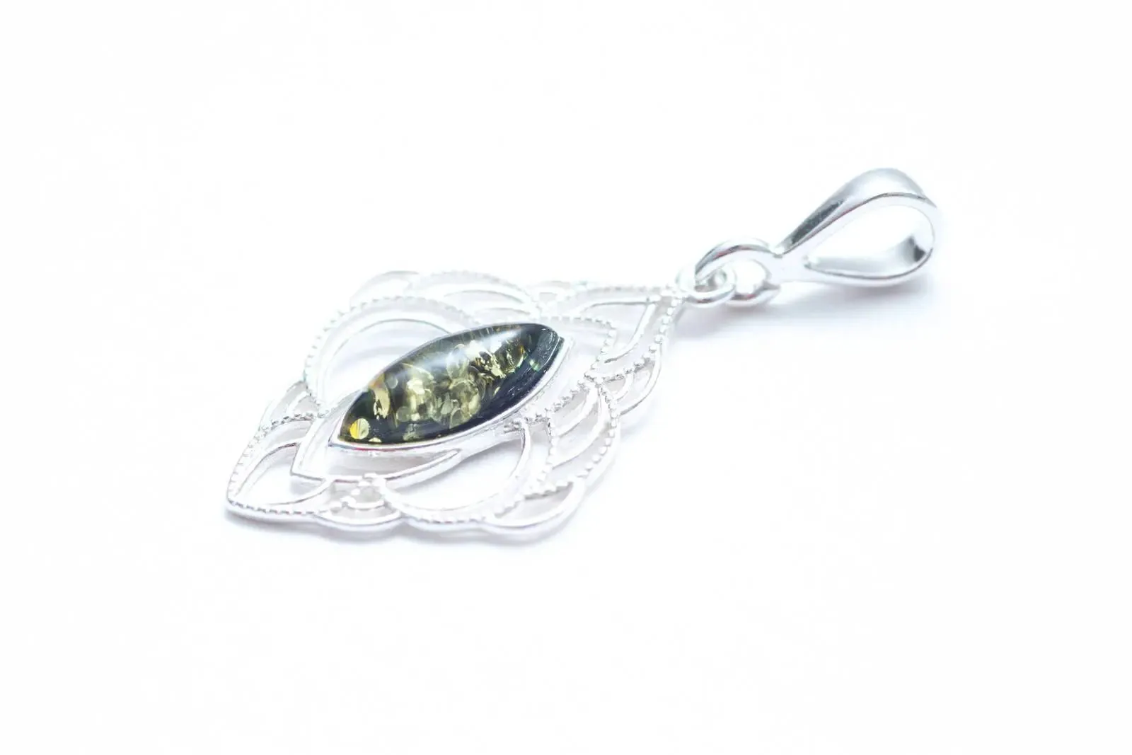 Green Amber Filigree Chandelier Pendant