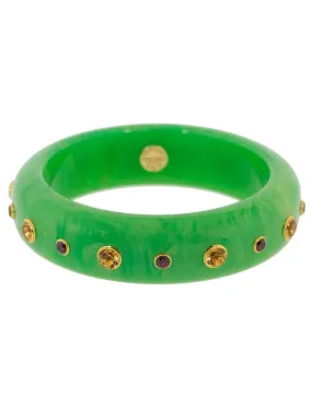 Green Citrine and Garnet Bakelite Bangle