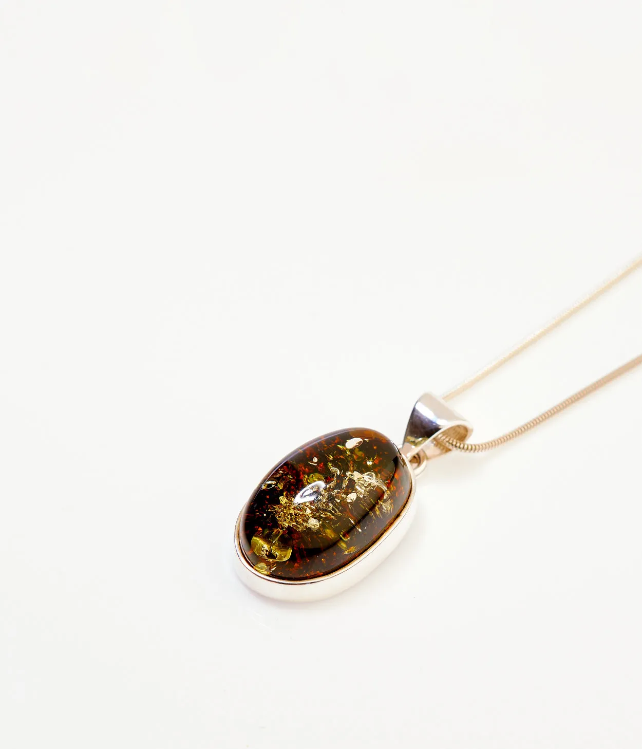 Green Ethereal Pendant Necklace - Baltic Amber & Sterling Silver | Nature-Inspired Jewelry