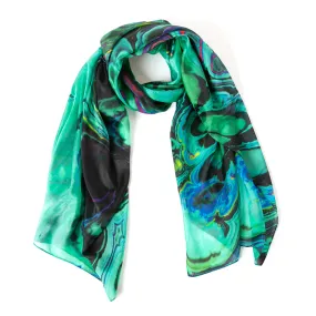 Green Oil Spill Silk Scarf