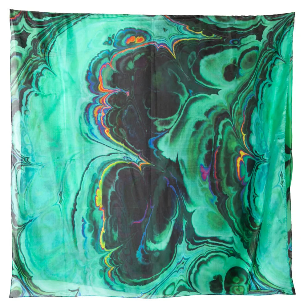 Green Oil Spill Silk Scarf