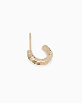 Hammered Stone Huggies | Yellow Gold