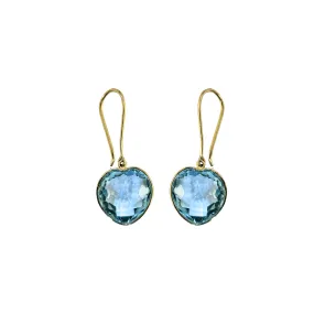 Heart Shape Sky Blue Topaz Earrings Gold 14k