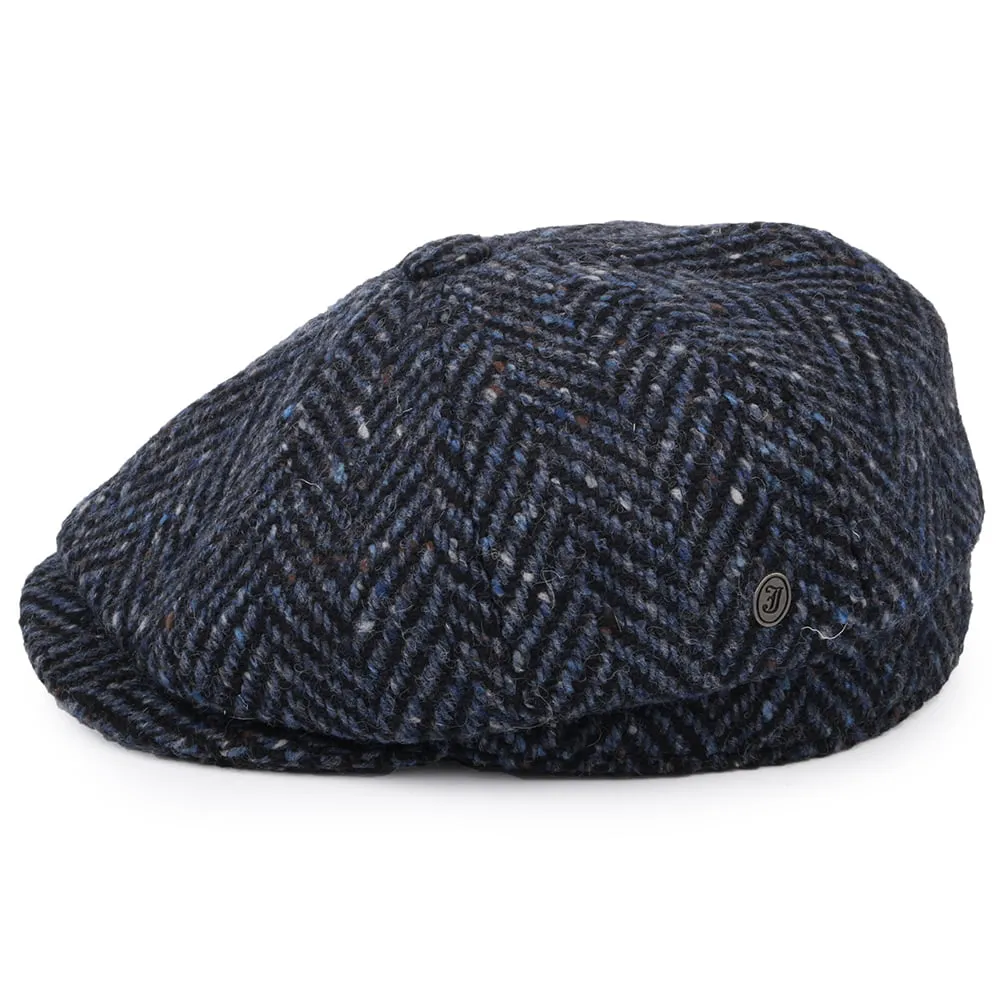 Heavyweight Donegal Tweed Herringbone Pettigo Newsboy Cap - Navy-Black