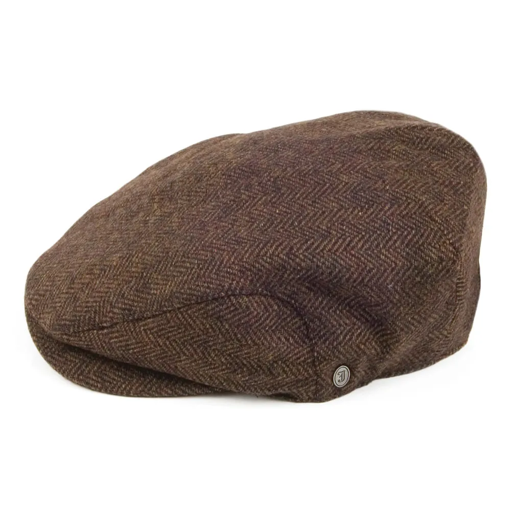 Herringbone Extended Bill Flat Cap Brown Wholesale Pack