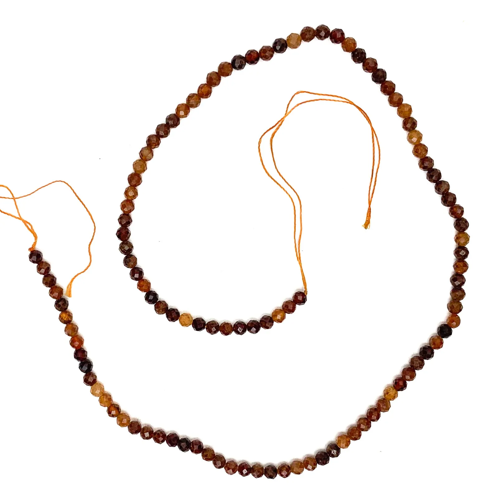 Hessonite Garnet 3.5mm Faceted Rounds Bead Strand