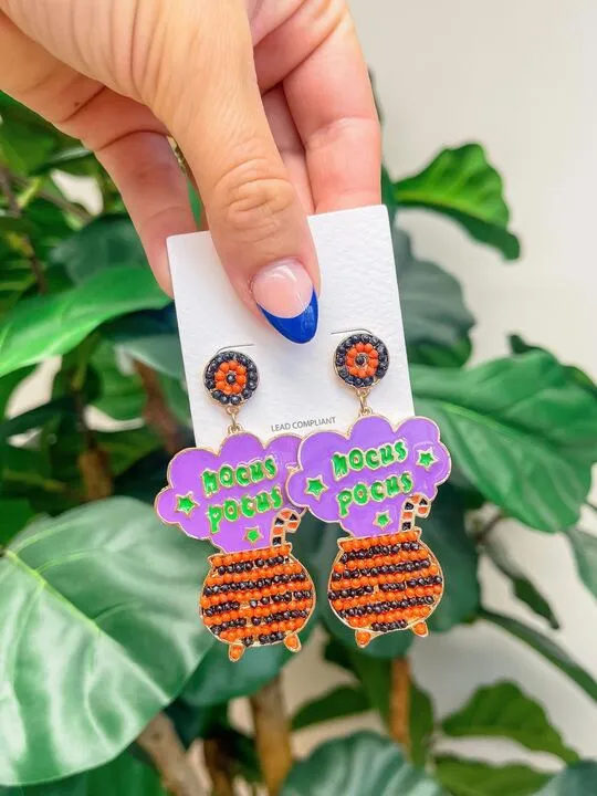 'Hocus Pocus' Enamel Cauldron Dangle Earrings