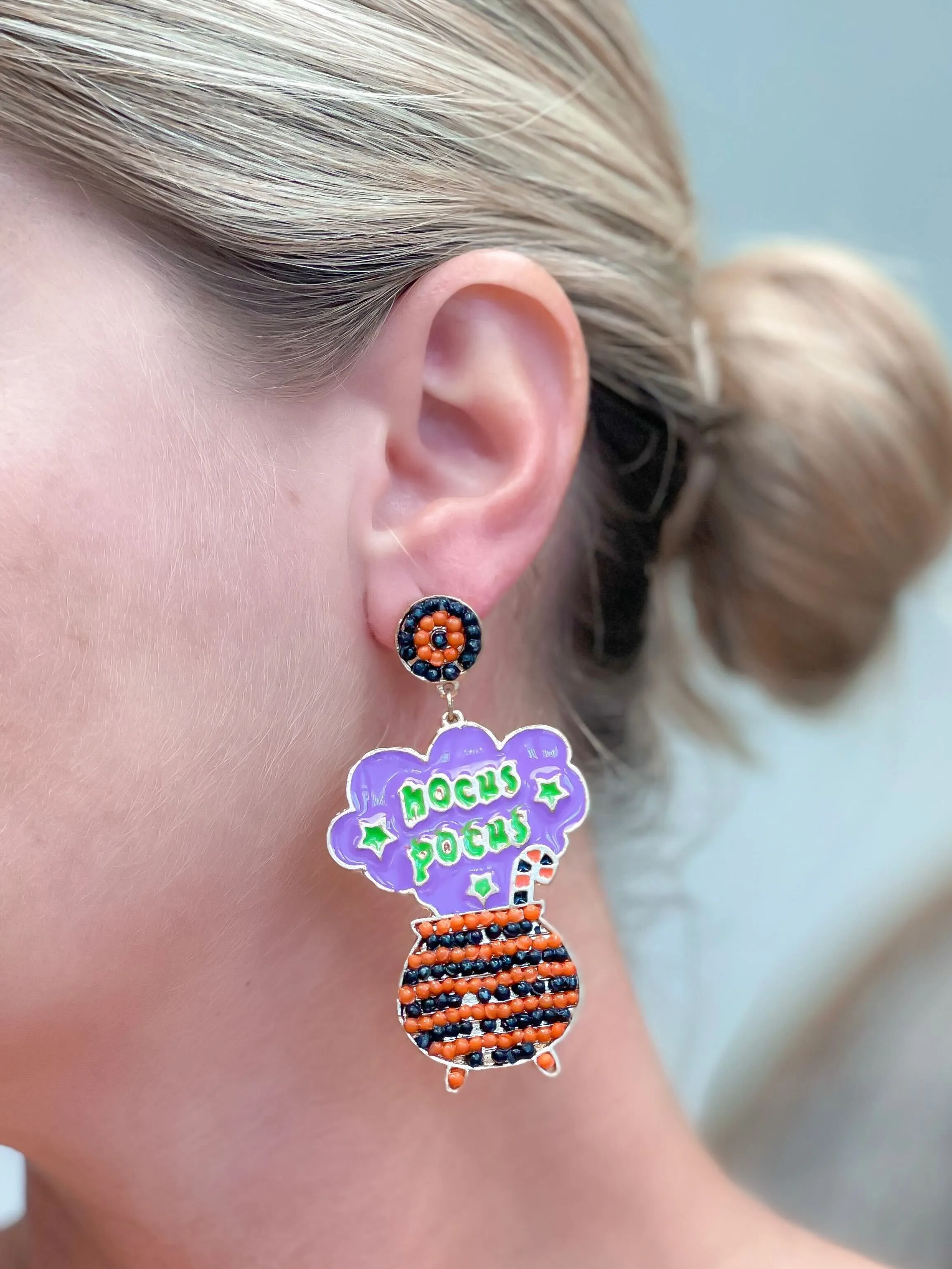 'Hocus Pocus' Enamel Cauldron Dangle Earrings