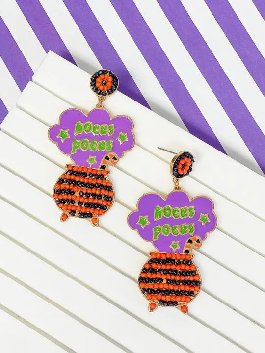 'Hocus Pocus' Enamel Cauldron Dangle Earrings