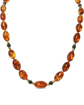 Honey Amber and Jade Indian Beaded Necklace