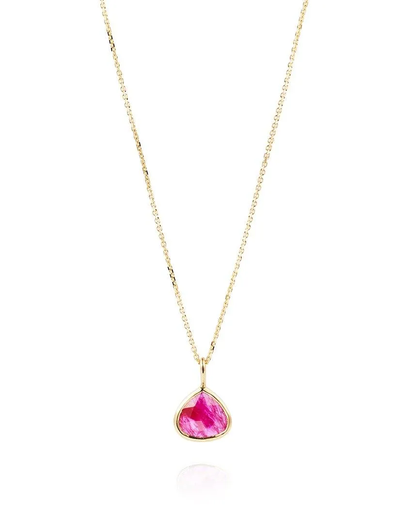 Inverted Heart Shaped Ruby Drop Necklace