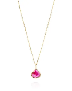 Inverted Heart Shaped Ruby Drop Necklace