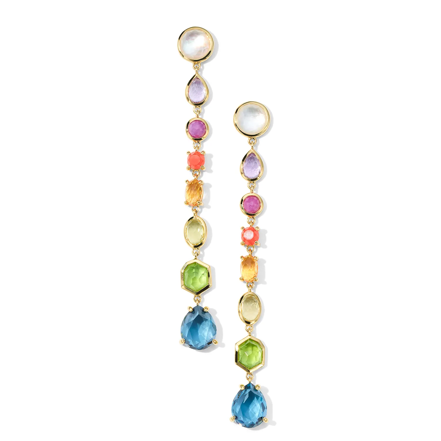 IPPOLITA Rock Candy Small 8 Stone Linear Drop Earrings in Summer Rainbow