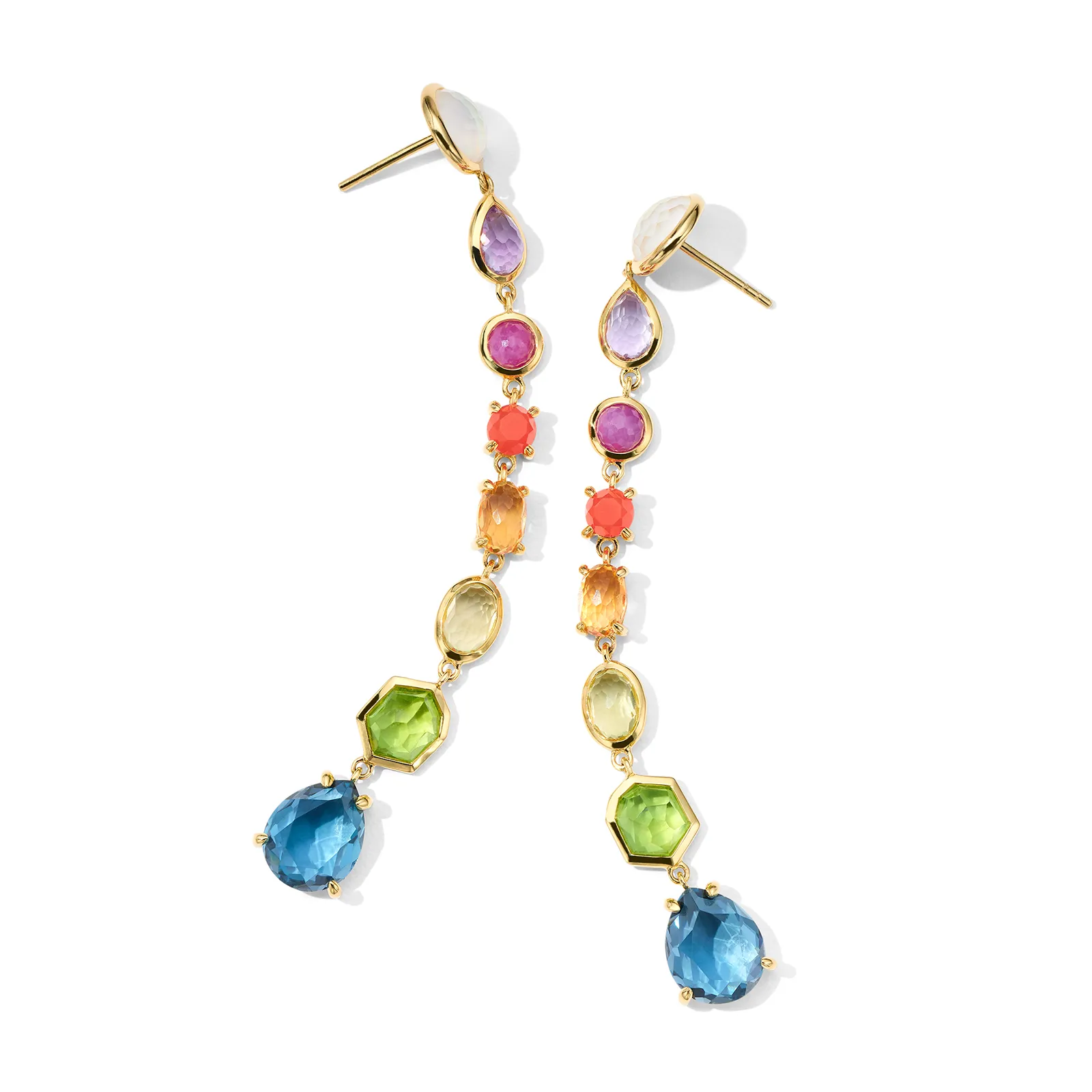 IPPOLITA Rock Candy Small 8 Stone Linear Drop Earrings in Summer Rainbow