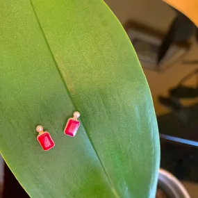 Itsy Pearl and Ruby Earrings