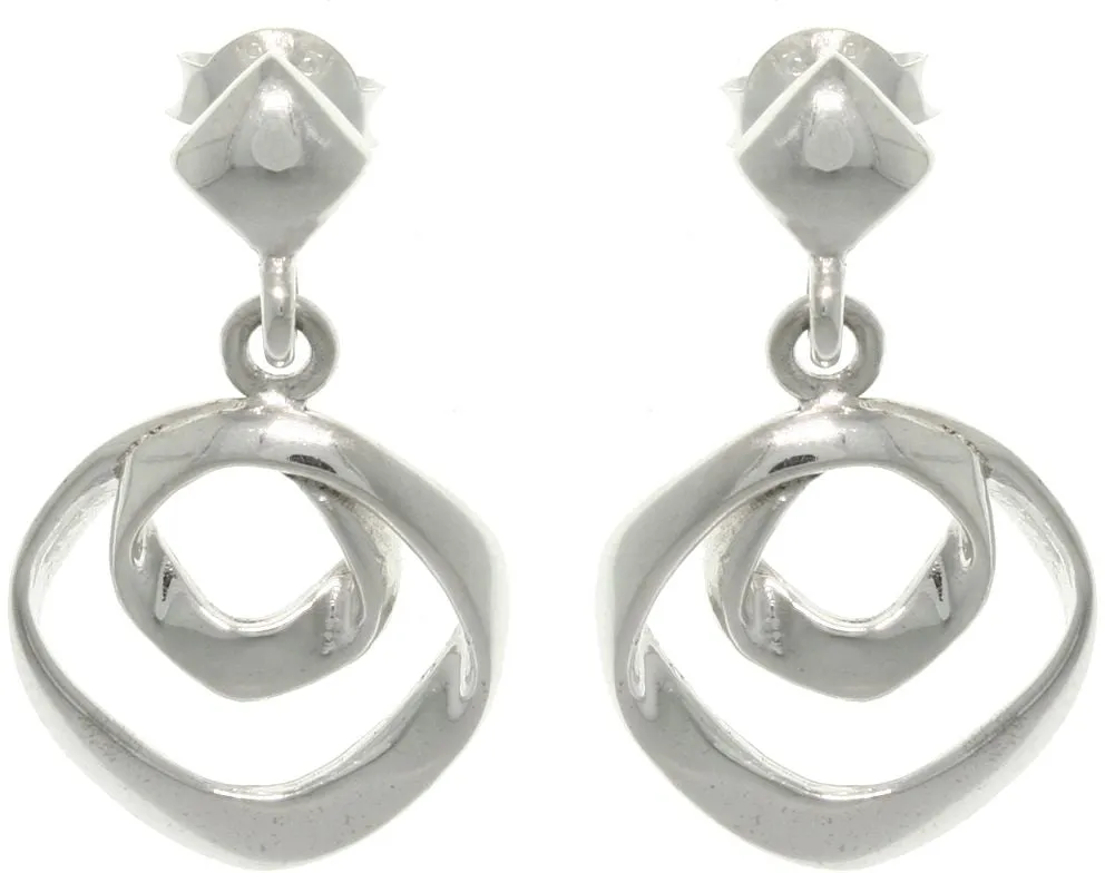 Jewelry Trends Sterling Silver Free Form Circles Hoop Dangle Earrings