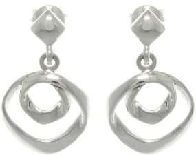 Jewelry Trends Sterling Silver Free Form Circles Hoop Dangle Earrings