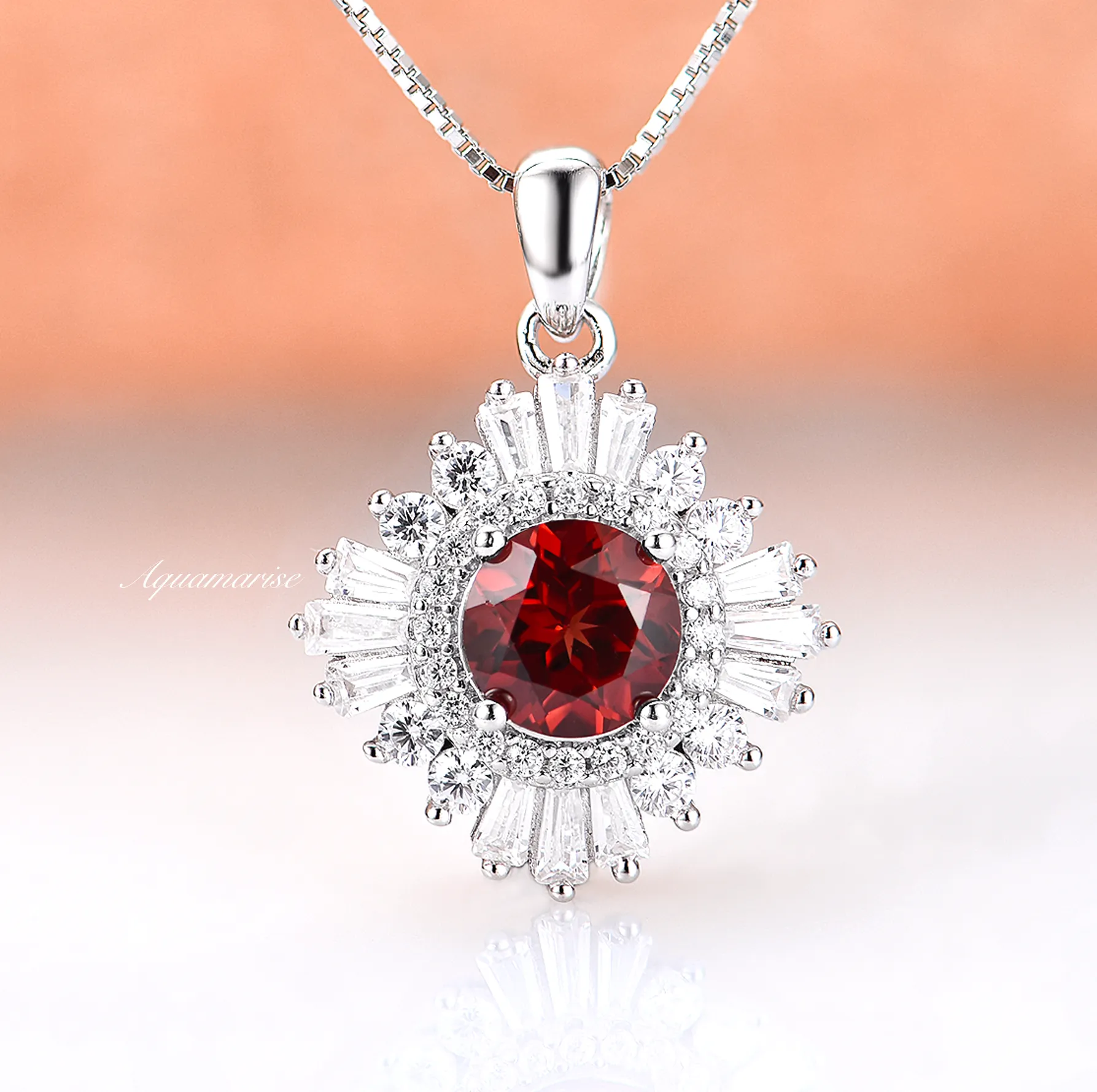 Joelle Garnet Necklace- Sterling Silver