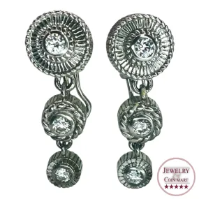 Judith Ripka 925 Sterling Silver Cubic Zirconia Dangle Clip Earrings Classic