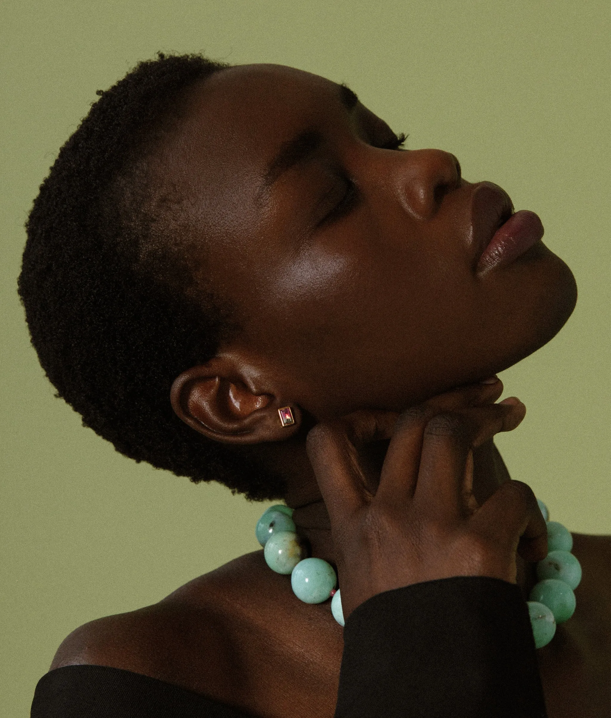 Jumbo Chrysoprase, Ruby & 14k Gold Necklace