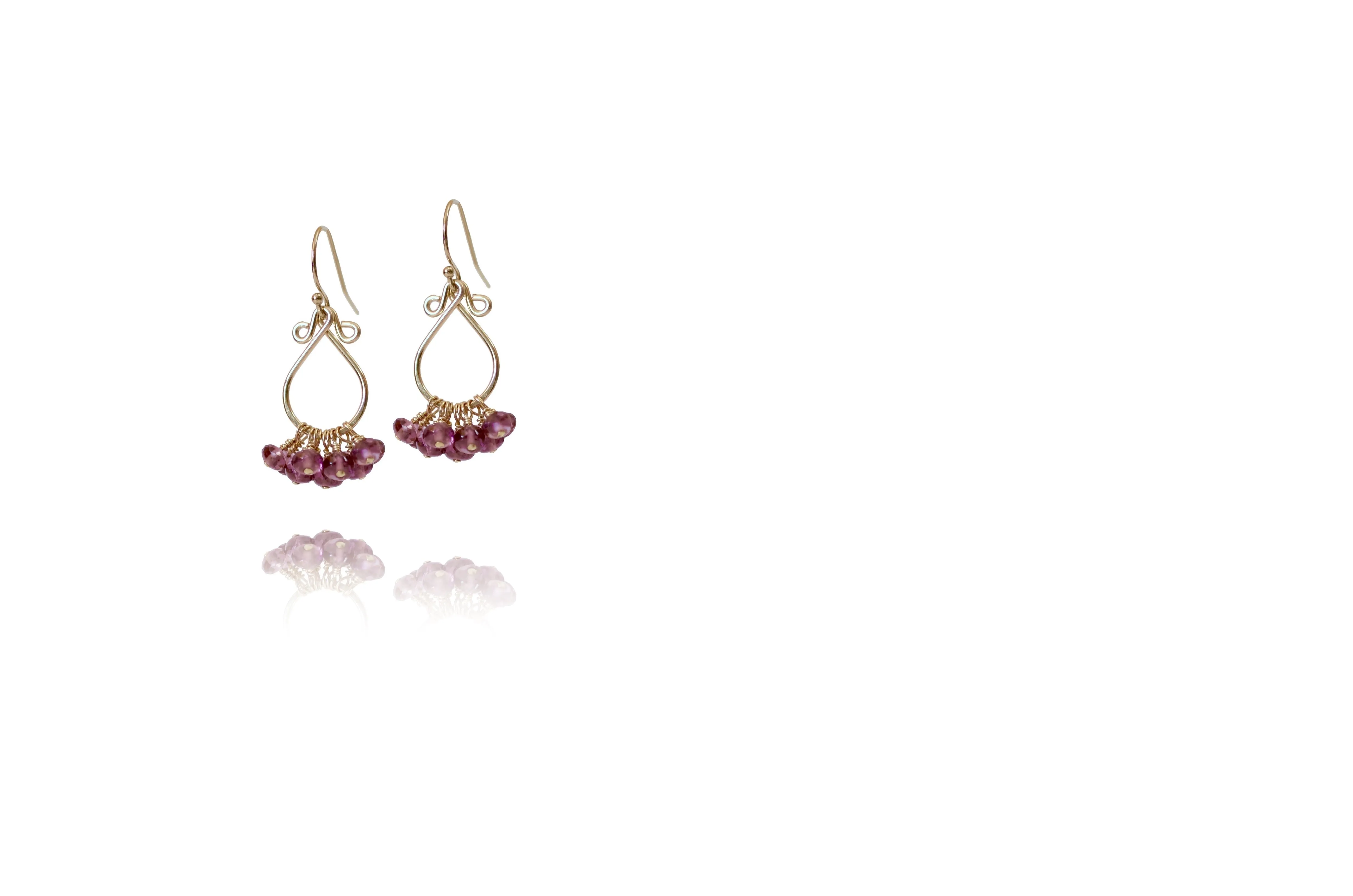 Karina (Small) -  Garnet Gold Filled Earrings