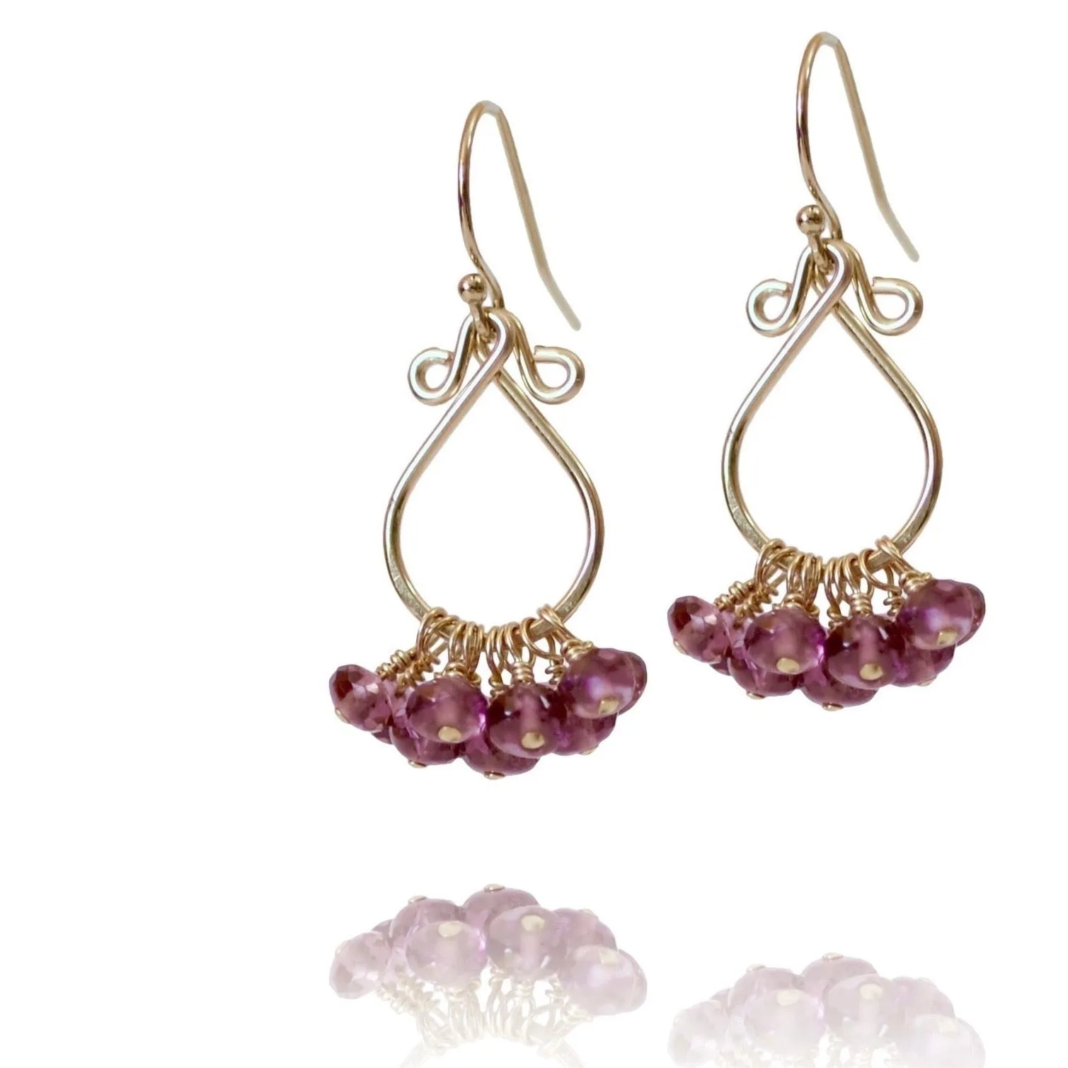 Karina (Small) -  Garnet Gold Filled Earrings